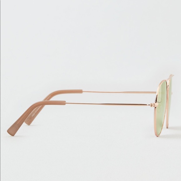 Rose Gold Flat Lens Aviator Sunglasses - Picture 3 of 3